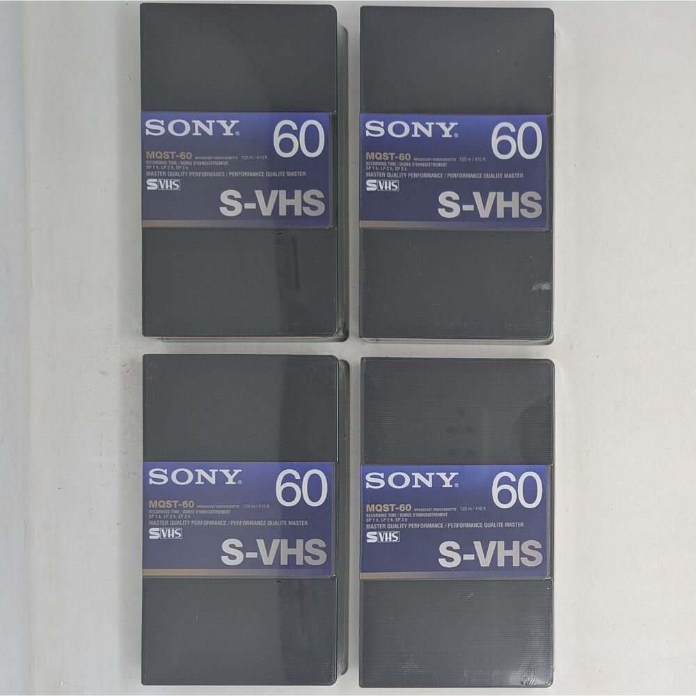 LOT OF 4 Sony Broadcast VideoCassette 60 Minute MQST-60 Master Quality S-VHS New